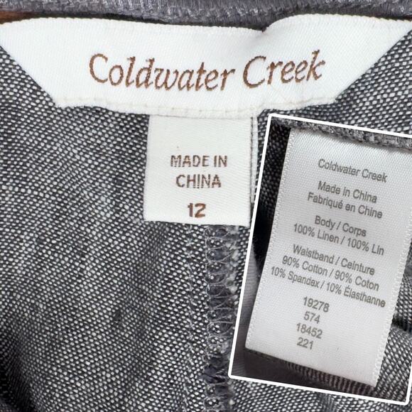 Coldwater Creek Gauzy Linen Pants 12 Mocha Pull-On Minimalist Lagenlook Capsule - Picture 5 of 9